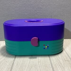 Vintage Original Caboodles 2640 Makeup Storage Carrying Case Green Purple Pink
